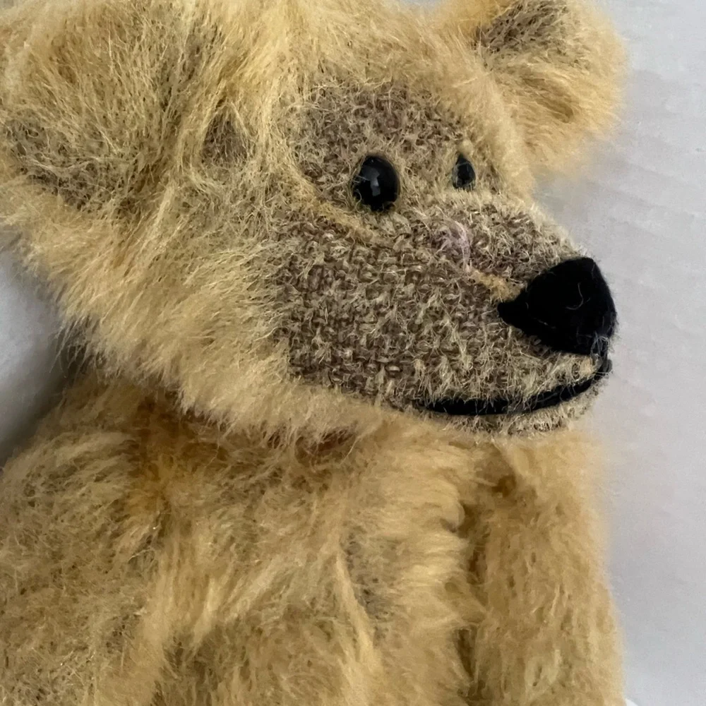 Vintage Unbranded 12” Jointed Posable Mohair Teddy Bear Plush Caramel Color